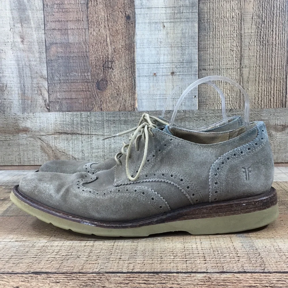 Frye Tan Leather Wingtip‎ Derby Oxford Shoes Mens 9.5 Suede